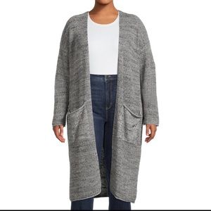 Lafayette 148 New York gray/ black peppered cardigan duster long